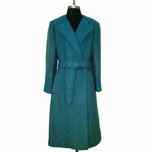 Vtg 60s 70s Boucle Wool Wrap Coat M